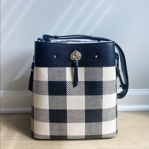 Kate Spade Marti Gingham Woven Bucket Bag - Large